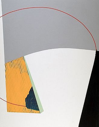 TYLER BEARD, MANGOLD-LIKE DRAFTSMANSHIP AMONGST SOME CURIOUS ARCHITECTURE
acrylic and collage on panel