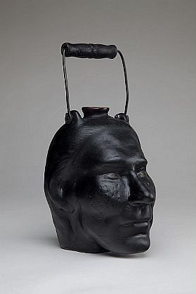 JEFF STARR, FACE JUG
ceramic, metal and wood