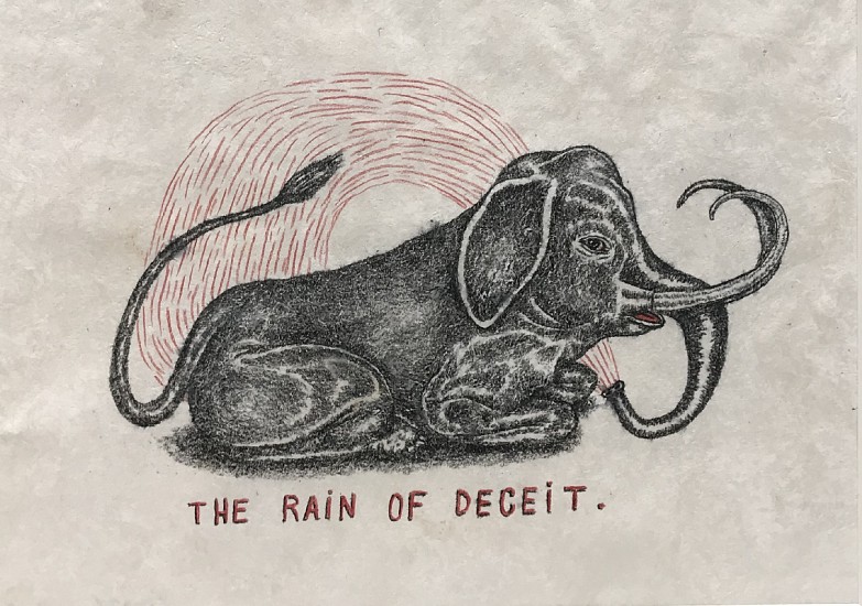 FRED STONEHOUSE, DECEIT
water soluble pencil and colored pencil on amate paper