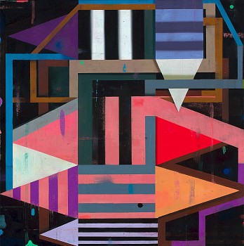deborah zlotsky stripes and triangles 3 2024 20 x 20 inches oil on canvas